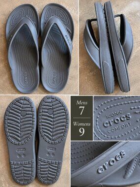 CROCS Iconic Comfort Gray Flip Flops Size M7 W9